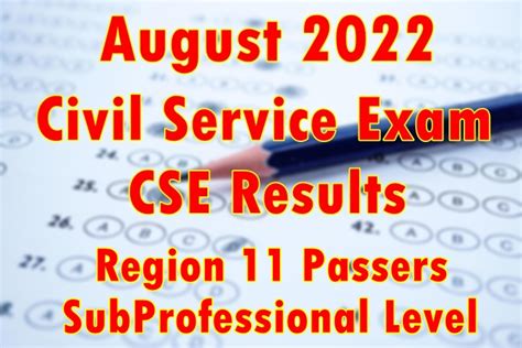 civil service exam result august 2022|Region 11 Passers: Civil Service Exam results August .